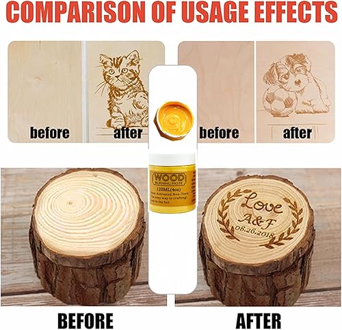 Miniatura 6 de JAJADO Pasta para quemar madera y mini espátula, gel de quema de madera de 4 onzas para rebanadas de madera, lienzo, mezclilla, tableros de madera