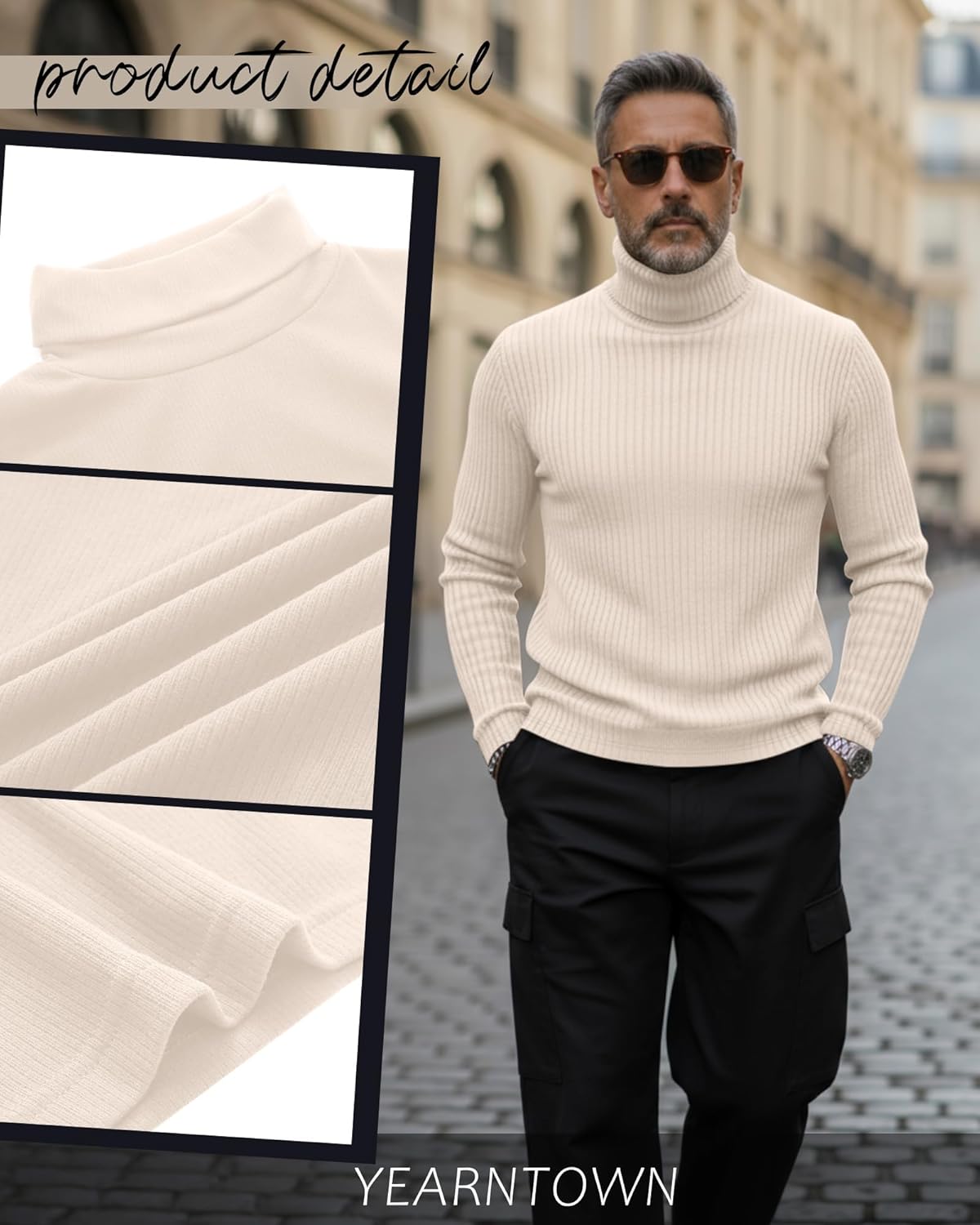4 Pack Men's Turtleneck Long Sleeve Shirts Cotton Ribbed Sweater Mock Neck Pullover Casual Tops Slim Fit Layer - Image 6