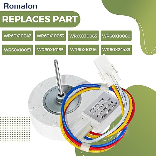 Miniatura 3 de Romalon WR60X10209 Pieza de repuesto del motor del ventilador del condensador del refrigerador apto para refrigeradores G-E de punto caliente que