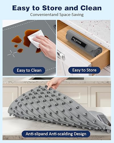 Miniatura 6 de Bandejas de calentamiento para bufés de fiesta tapete de calentamiento de alimentos con 4 niveles de temperatura, tapete calentador de alimentos de