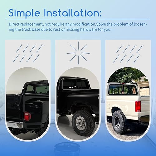 Miniatura 5 de Kit de tornillos/tuercas para caja de camión compatible con Ford F150 F250 F350 (1987 1988 1989 1990 1991 1992 1993 1994 1995 1996) - 8 juegos