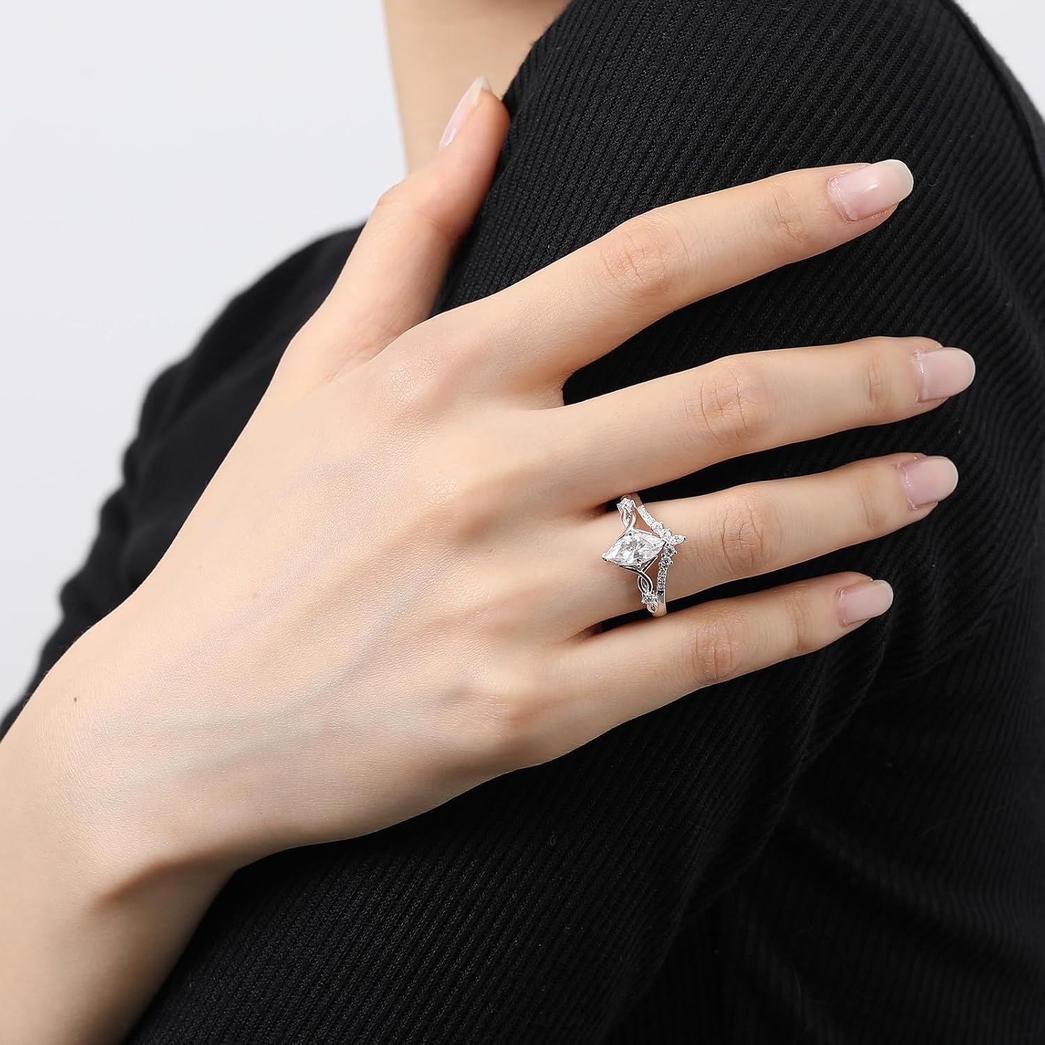 Marquise Cut Moissanite Engagement Ring For Women 18 K White Gold Plated S925 Sterling Silver Ring Modern Travel Engagement Ring - Image 4