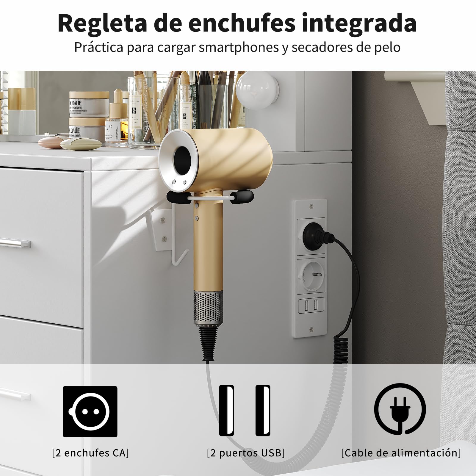 FUSOU Tocador con iluminación, tocador con Espejo, 94 cm, 11 Luces LED, 3 Modos de iluminación, 5 cajones, Mesa cosmética con Silla para Dormitorio, vestidor, Estudio, Blanco