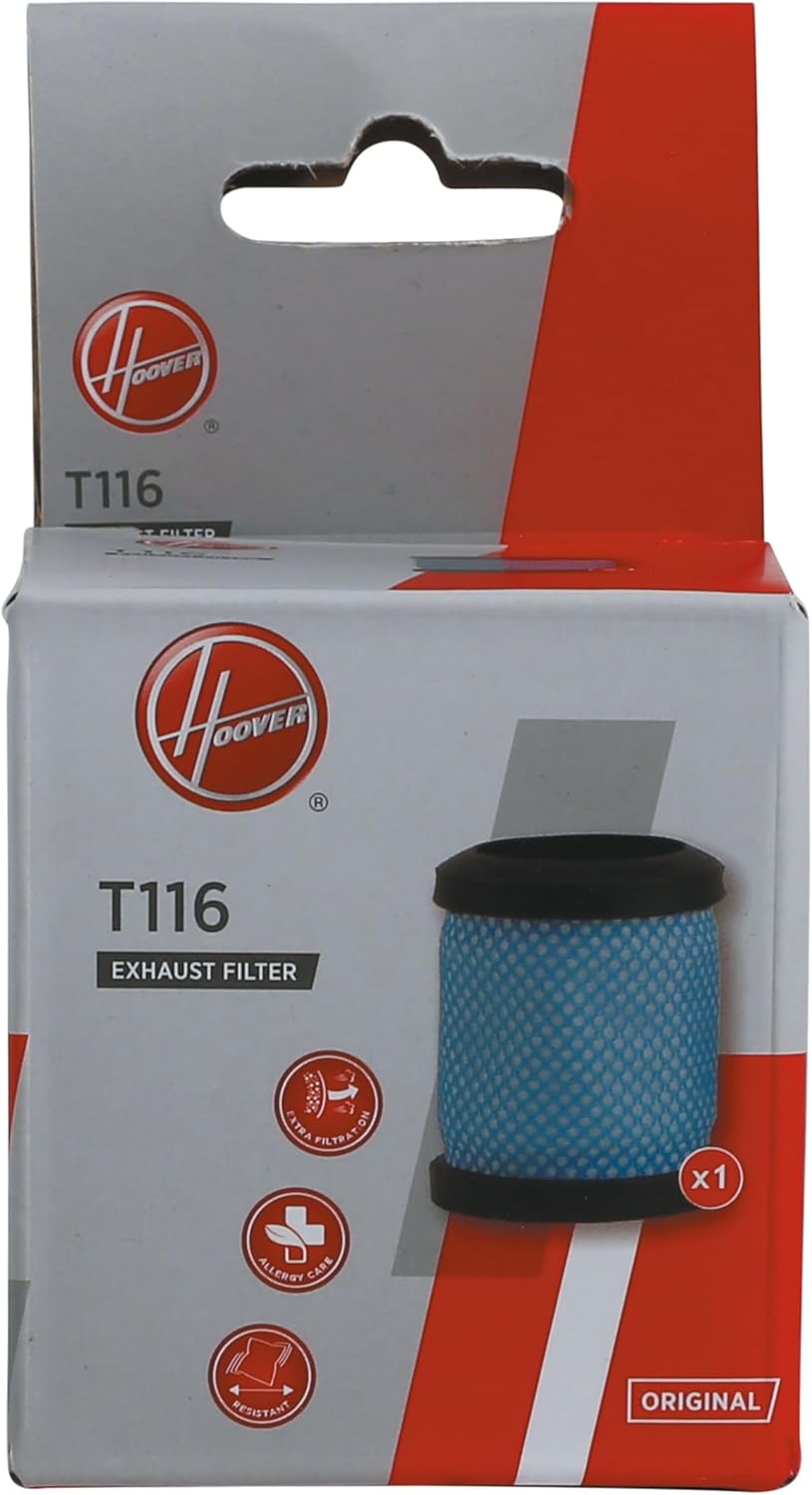 Hoover T116 Vacuum Cleaner Exhaust Filter, with Sponge, Washable, Extra Filtering, Original, compatible with Hoover H-Free 100 stick vacuum cleaner