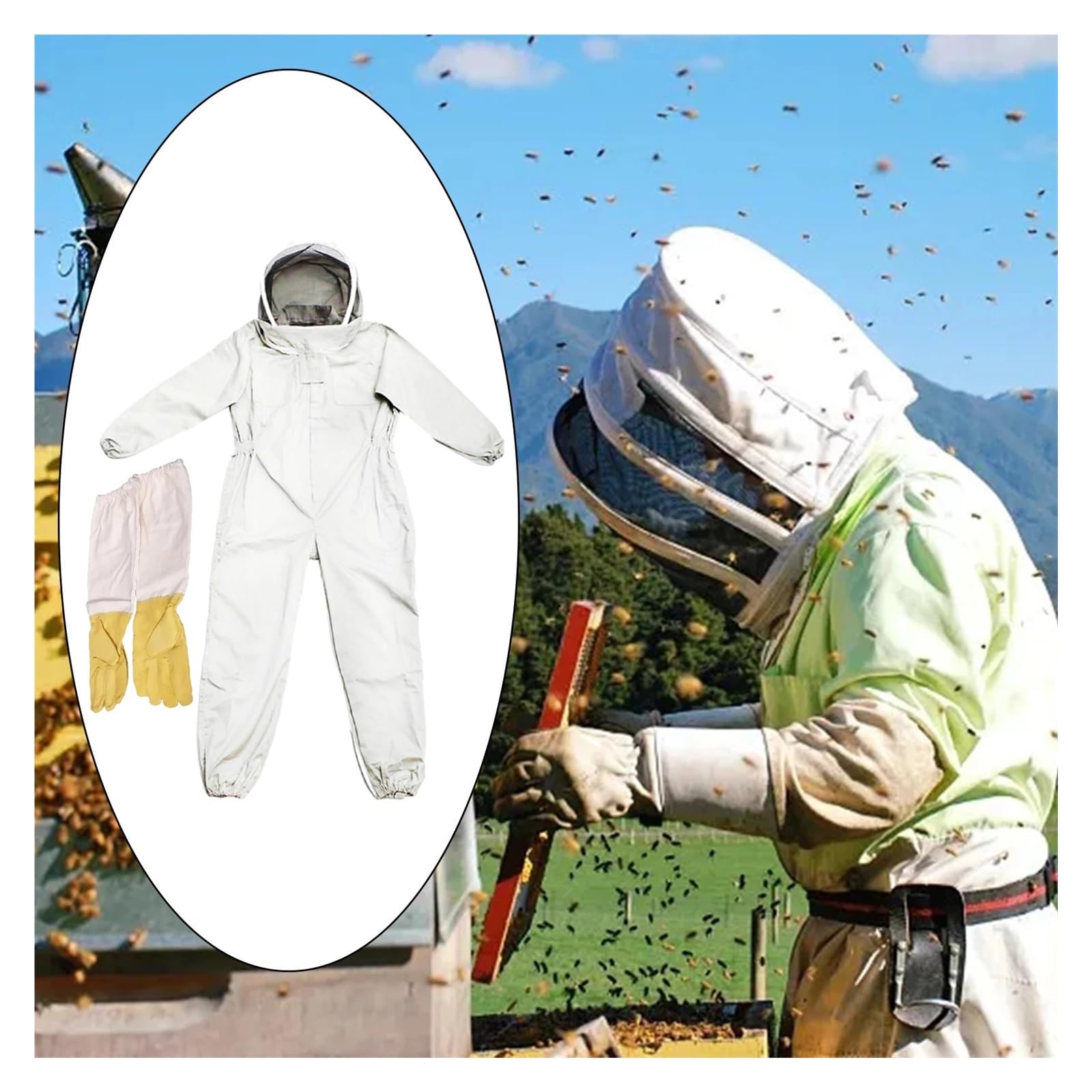 Traje de Apicultura Traje Protector de Cultura, Mono, Chaqueta de cultor, Ropa for niños y Adultos, Traje antiabejas de Cuerpo Completo, Ropa de Cultura de algodón(B Colorful)
