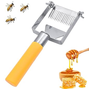 ZONSUSE Honey Uncapping Fork, Stainless Steel Beekeeping Fork with Handle, Honeycomb Scraper for Harvesting Extracting Honey, Beekeeping Equipment Tool, Perfect Bee Hive Tool for Beekeepers A