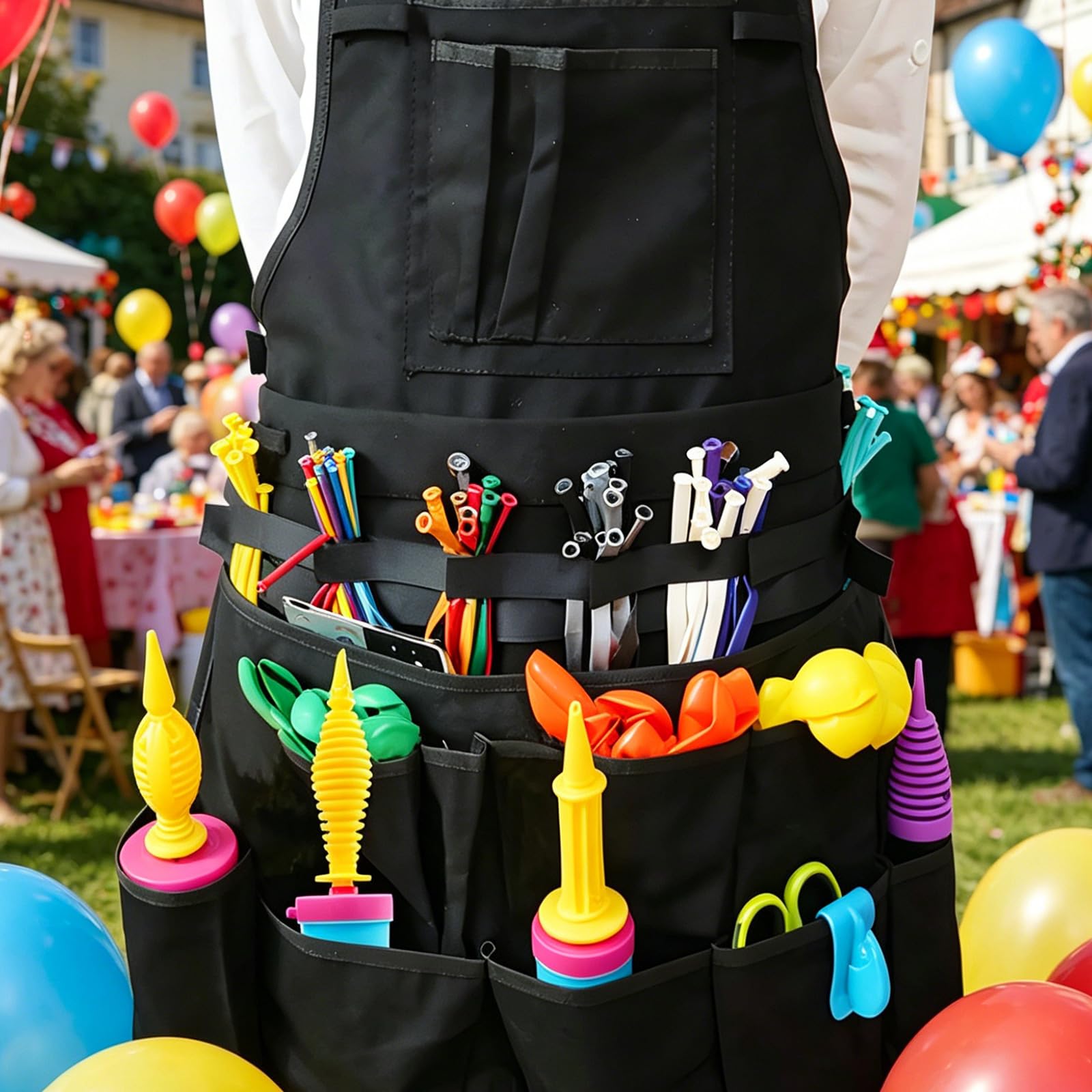 Künstlerschürze, offene Schlitze mit Taillenband, Schwarz