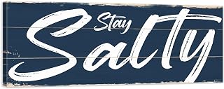 Awesometik Stay Salty Coastal Ocean Decor Signs, Funny Summer Decor Sign, Ocean Coastal Home Decor for Living Room, Bathroom, Beach House Decoration