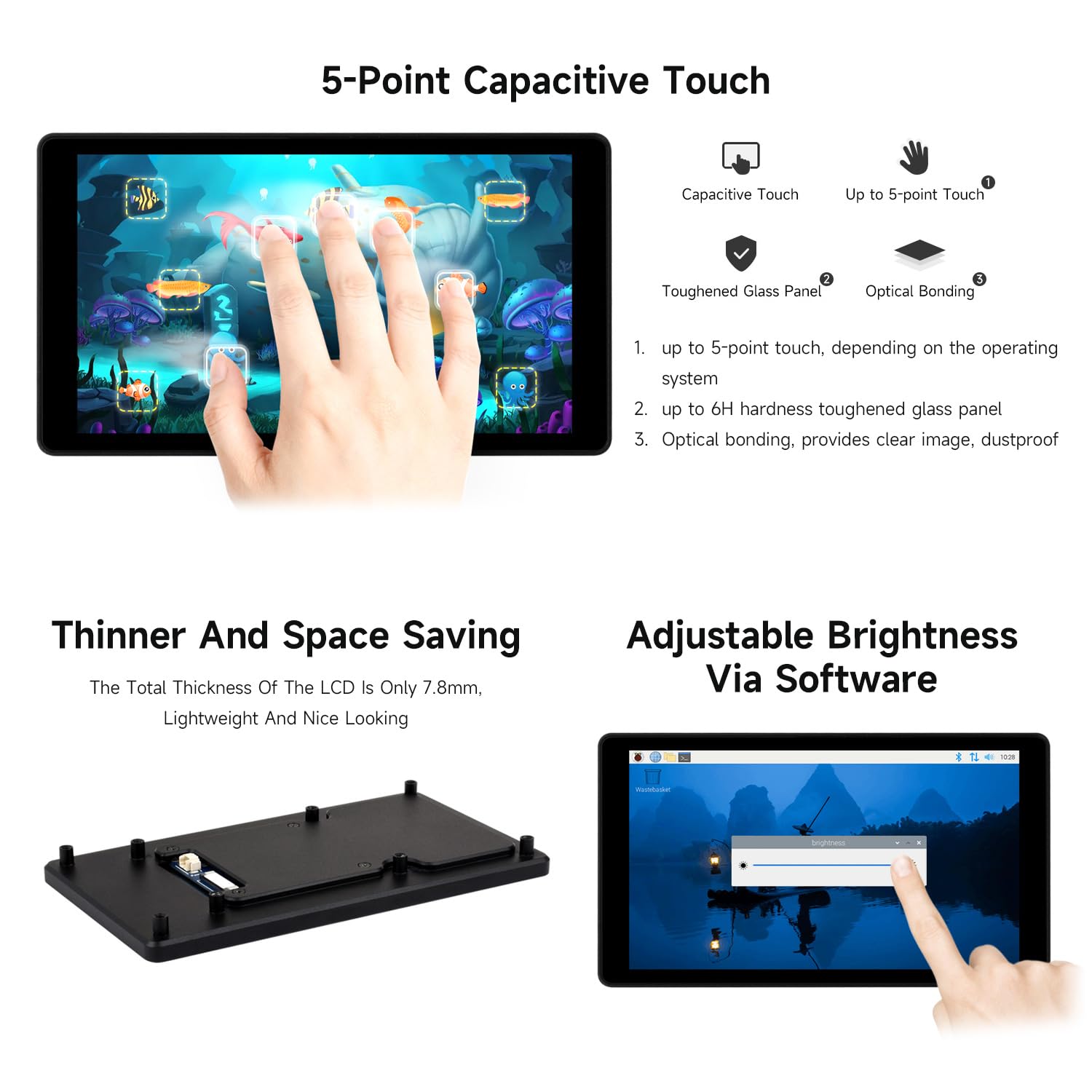 Waveshare 5inch-DSI-Touch-A Capacitive Display, Compatible with Raspberry Pi 5//4B/3B+/3A+ and ESP32-P4, 720 x 1280 IPS, 5-Point Touch Screen with Aluminum Alloy Case