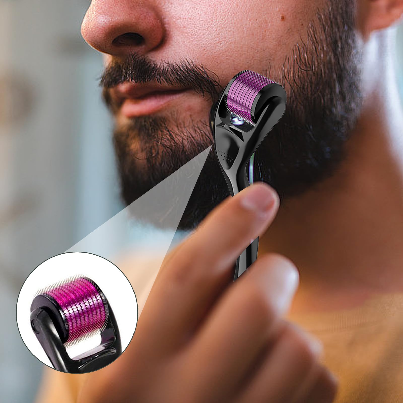 Bartwuchs-Set,Bartwuchs set mit Titanium Derma Roller,Beard Oil für Männer,Bartroller Kit 0.5mm,Bartwuchs-Serum-Öl,Bartwuchsmittel männer,Bartpflege-Set Bestes Geschenk für Männer/Vater