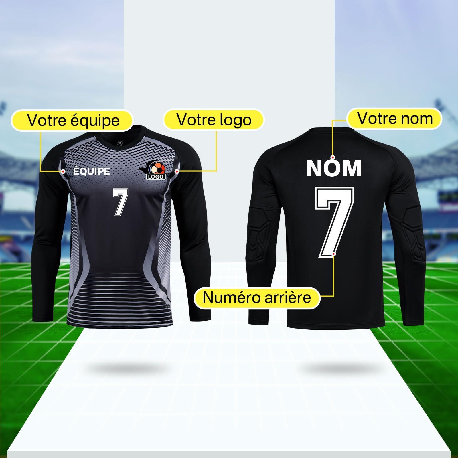 LAIFU Maillots de Gardien de But Adultes et Juniors Personnalisés Maillots de Gardien de But avec Nom, Numéro et Logo