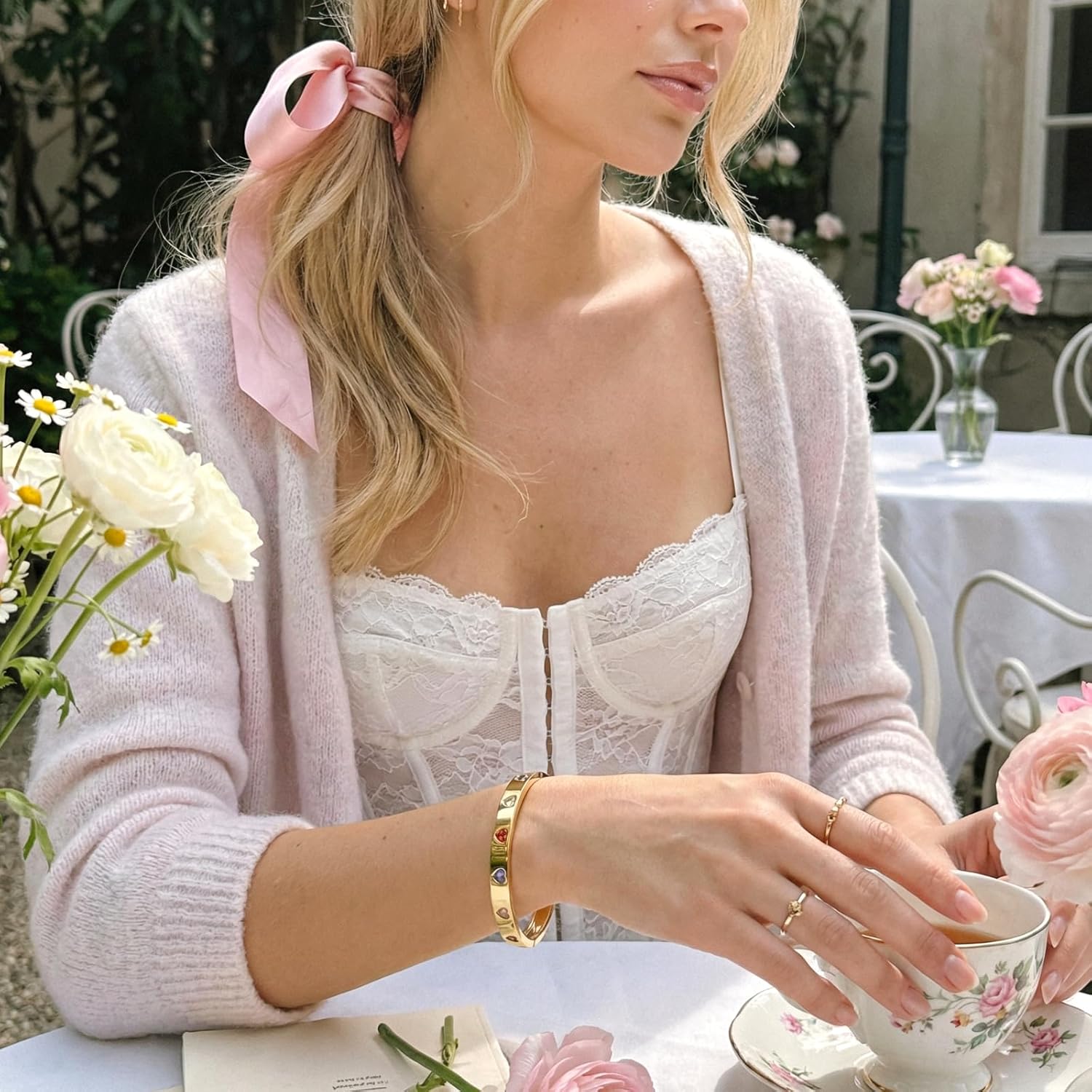 Gold Bracelets for Women, Gold Plated Bangle Rainbow Heart Cubic Zirconia Bracelet Trendy Jewelry Non Tarnish Love Bracelet for Women Bangles Accessories Designer Jewelry