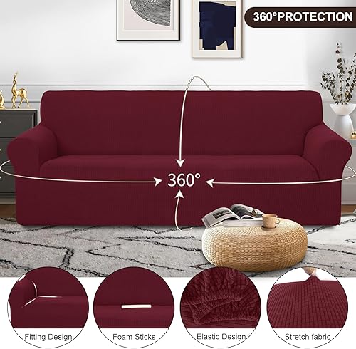 Miniatura 70 de U-NICE HOME Funda elástica para sofá de 2 plazas, funda protectora de muebles para sofá de 2 plazas, apta para mascotas (sofá biplaza, beige)