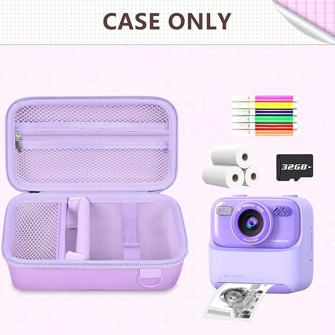 Funda para cámara instantánea para niños Leayjeen color morado miniatura 3