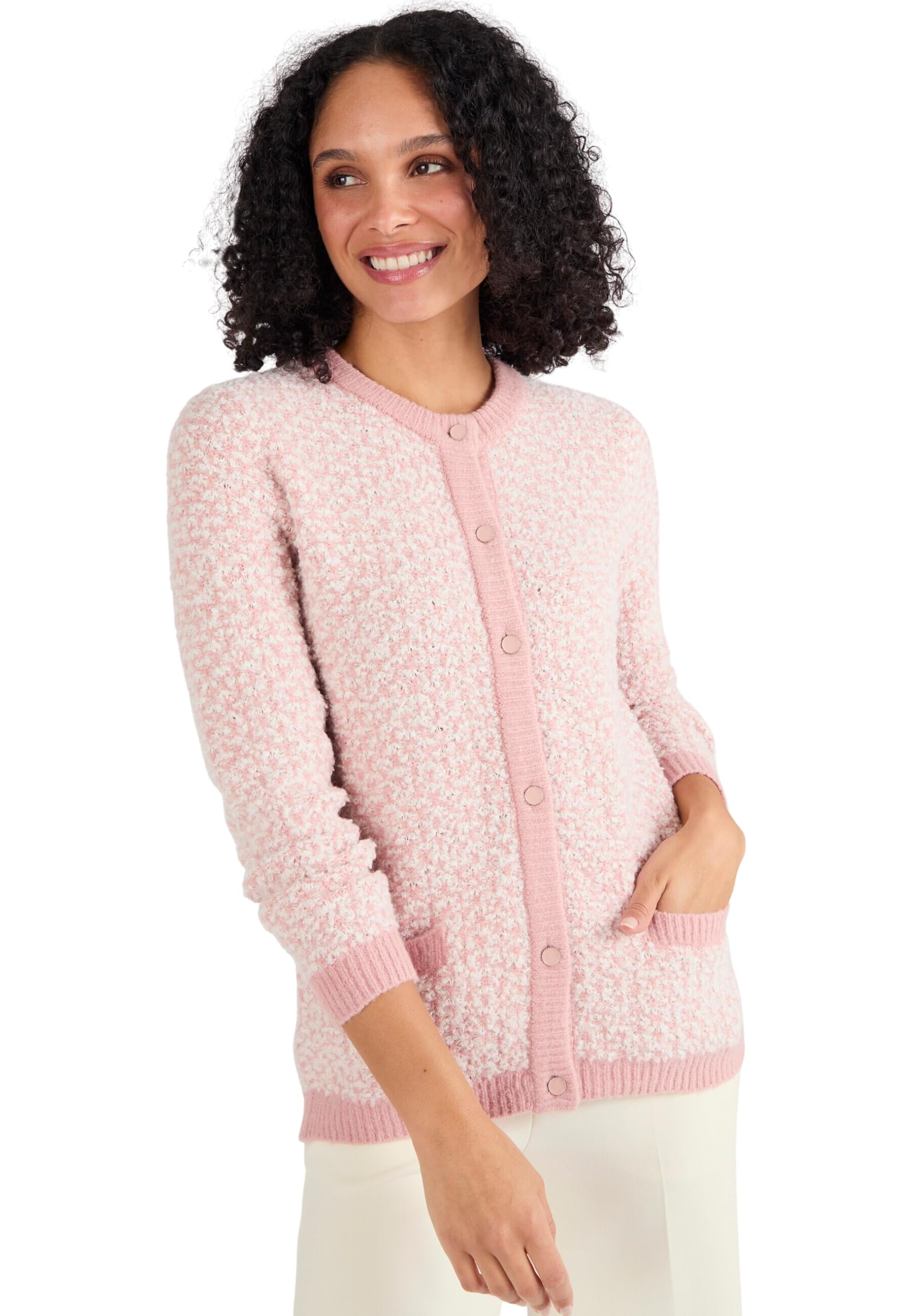 Damart - Wool Blend Cardigan, Pink, 18/20