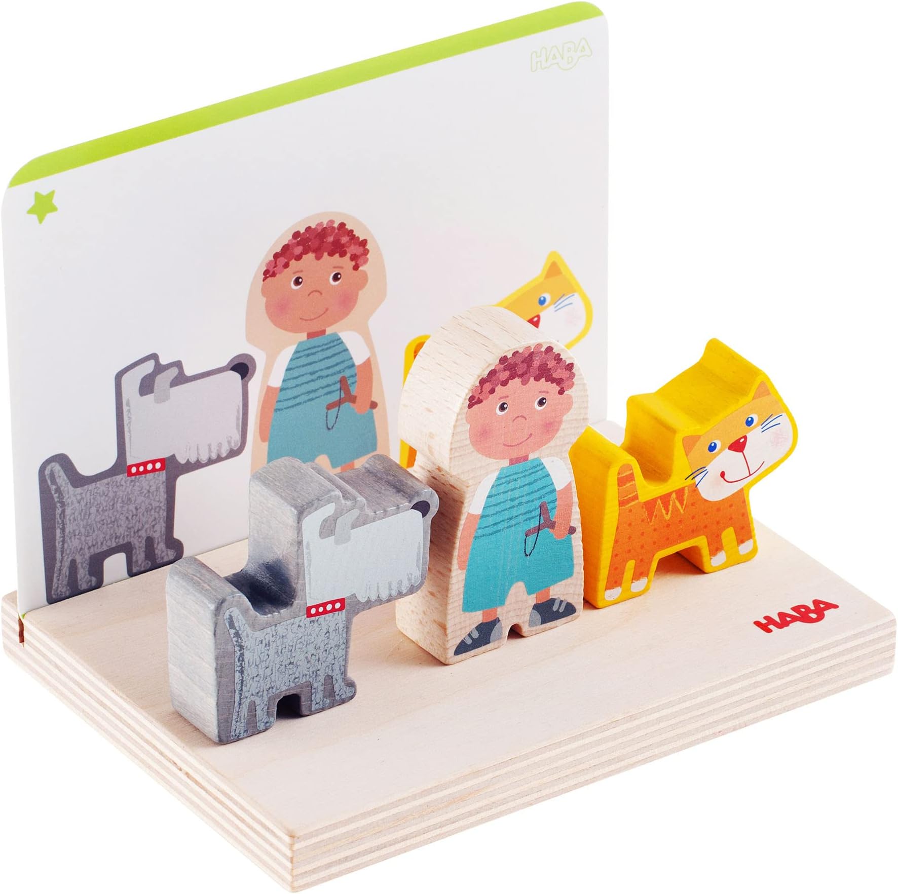 Wooden Stacking Toy for Toddlers, On the Farm Educational STEM Blocks for 2+ Year Old, Montessori Learning Toys Made in Germany, Toddler Building Blocks Set with 5 Template Cards for Ages 2-4