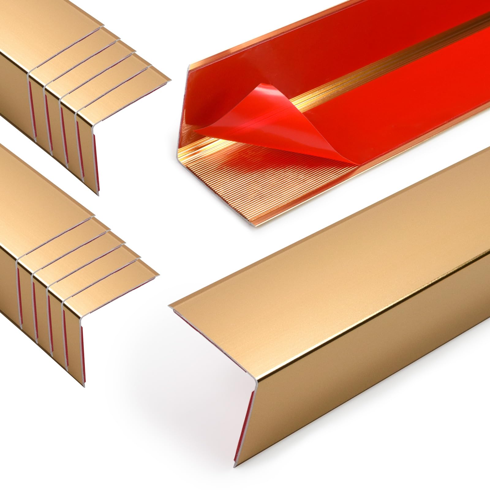 Jiekayi 10PCS 48" Metal Corner Protectors, Aluminum Self Adhesive Corner Guards, Metal Wall Edge Protector Strip, Furniture Corner Protectors, Wall Cabinet Baseboard Decoration 48" x 1" (Golden)