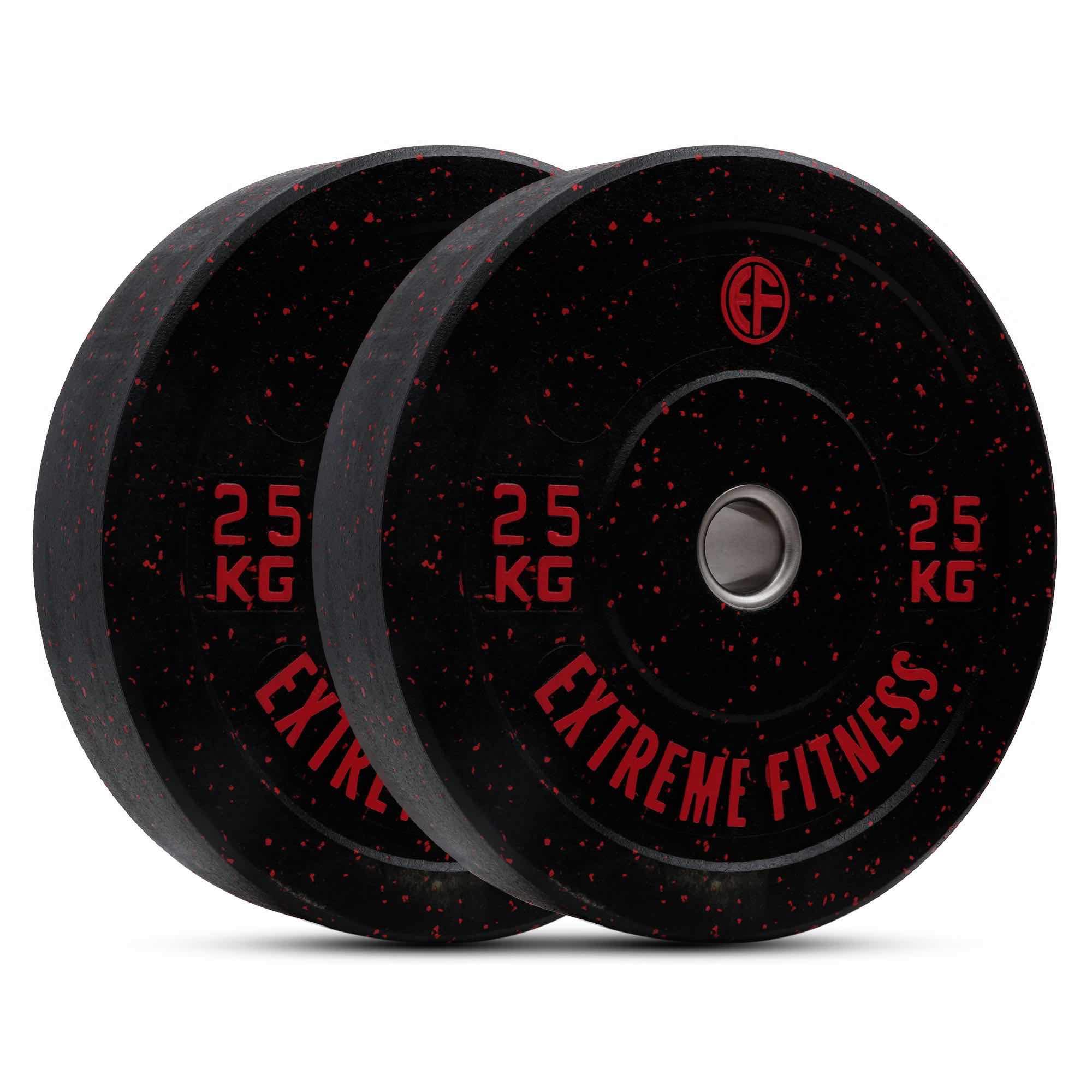 EXTREME FITNESS Olympic Weight Bumpler Plates Set - 2 Inch Weight Plates Set from 5kg to 25kg - Hi Temp Solid Rubber Gym Plates for Home and Commercial Gym Use - Weight Plates 25kg Pair