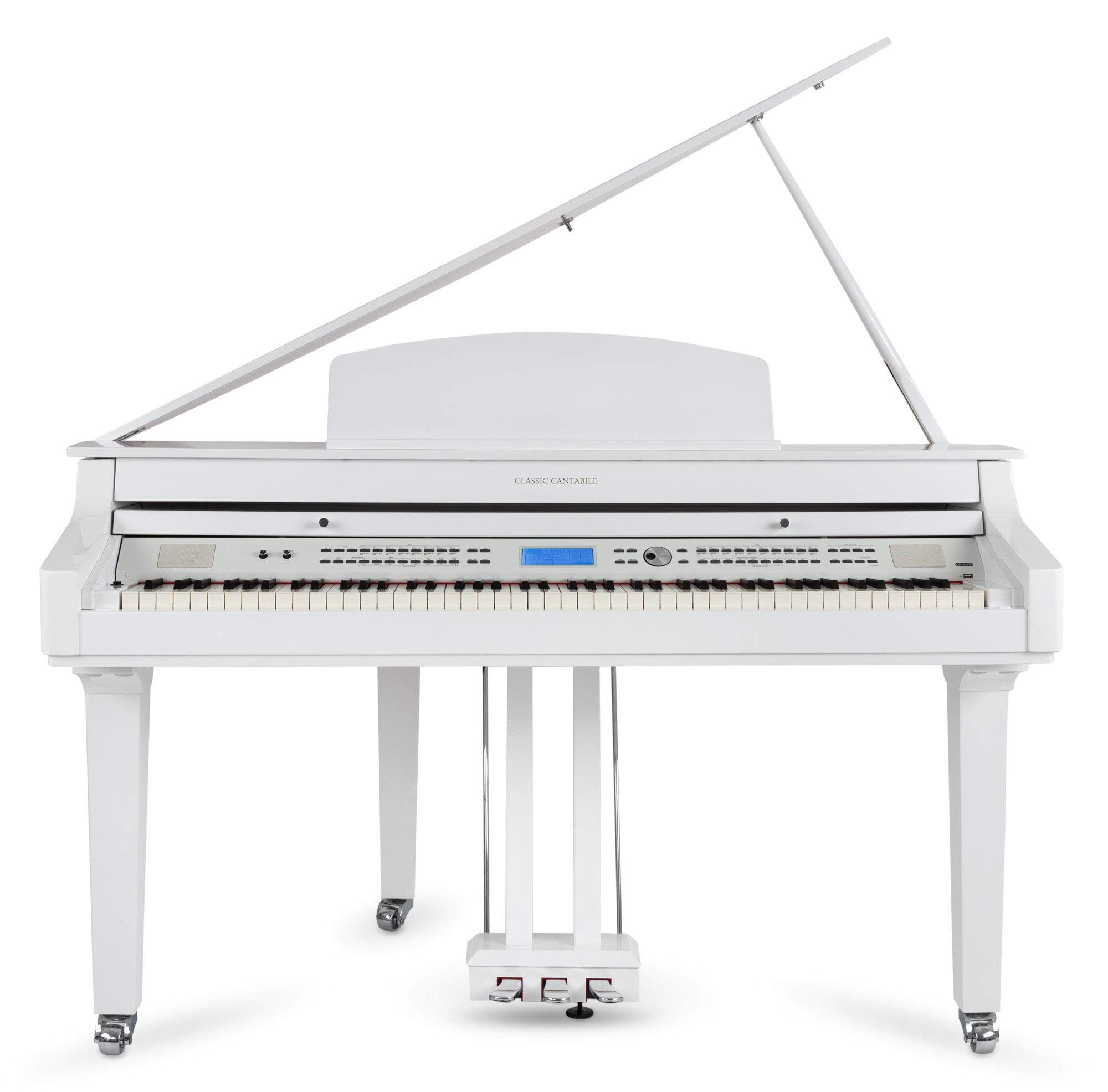 Classic Cantabile GP-A 810 Digitalflügel Set (88 Tasten mit Hammermechanik, 3-fach Sensorik, 1200 Voices, Bluetooth, inkl. Bank, Kopfhörer Schule) weiß Hochglanz