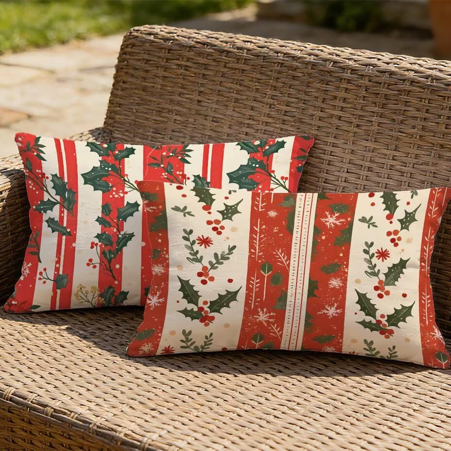 Housse de Coussin Extérieur 60x90 cm Lot de 2 Rouge Rectangulaire - 2