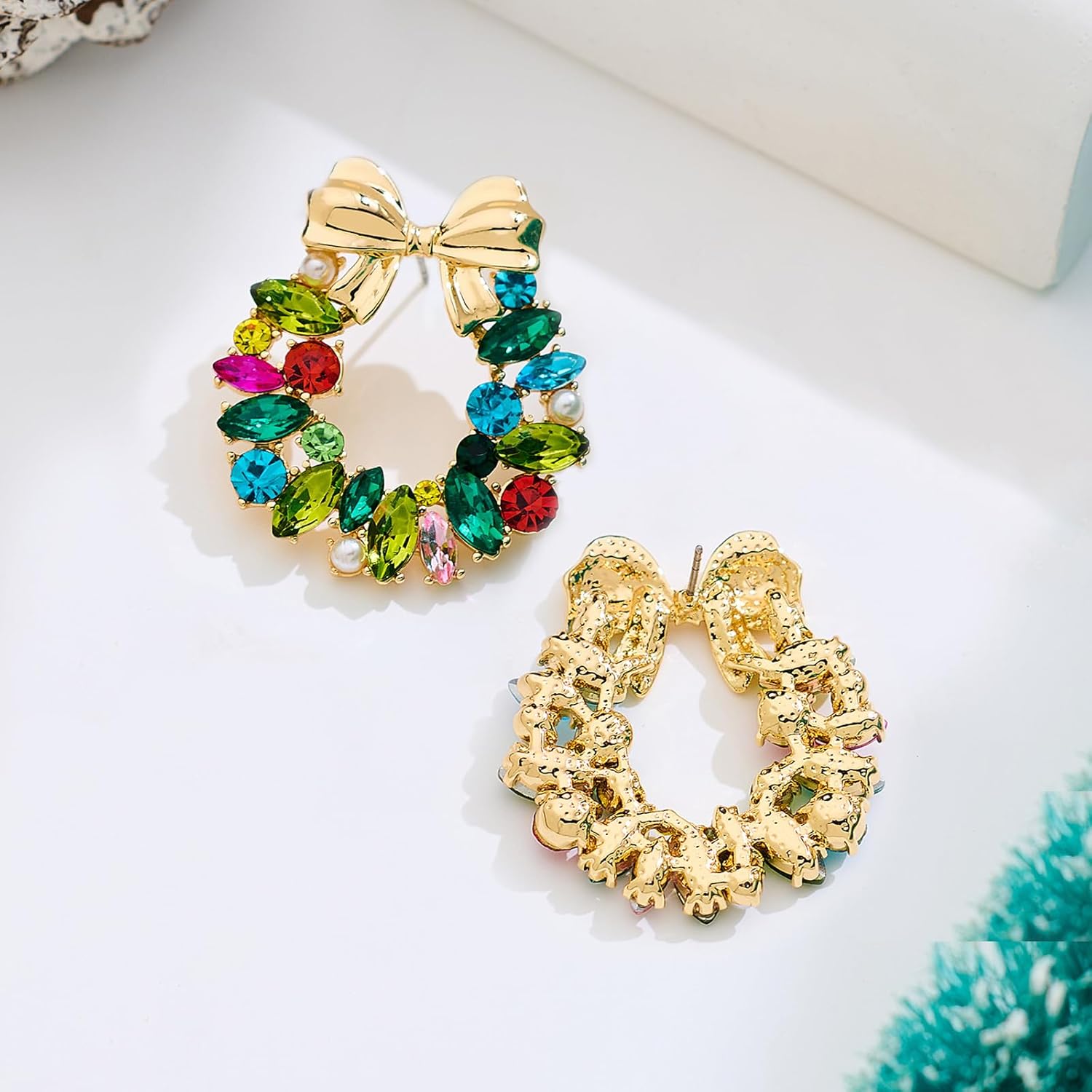 Colorful Christmas Earrings for Women Cute Reindeer Bow Wreath Light Bulb Xmas Dangle Earrings Holiday Christmas Jewelry - Image 5