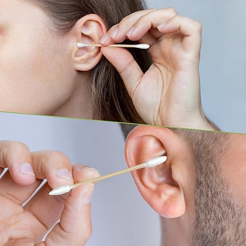 Miniatura 4 de Juego de 500 hisopos de algodón, 300 hisopos de algodón de bambú de punta redonda + 200 hisopos de algodón puntiagudos