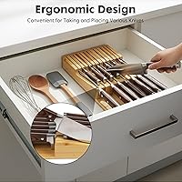 Vista 6 de Bamboo Kitchen Drawer Knife Block, In drawer Knife Holder, Knife Drawer Organizer fit for 13 knives