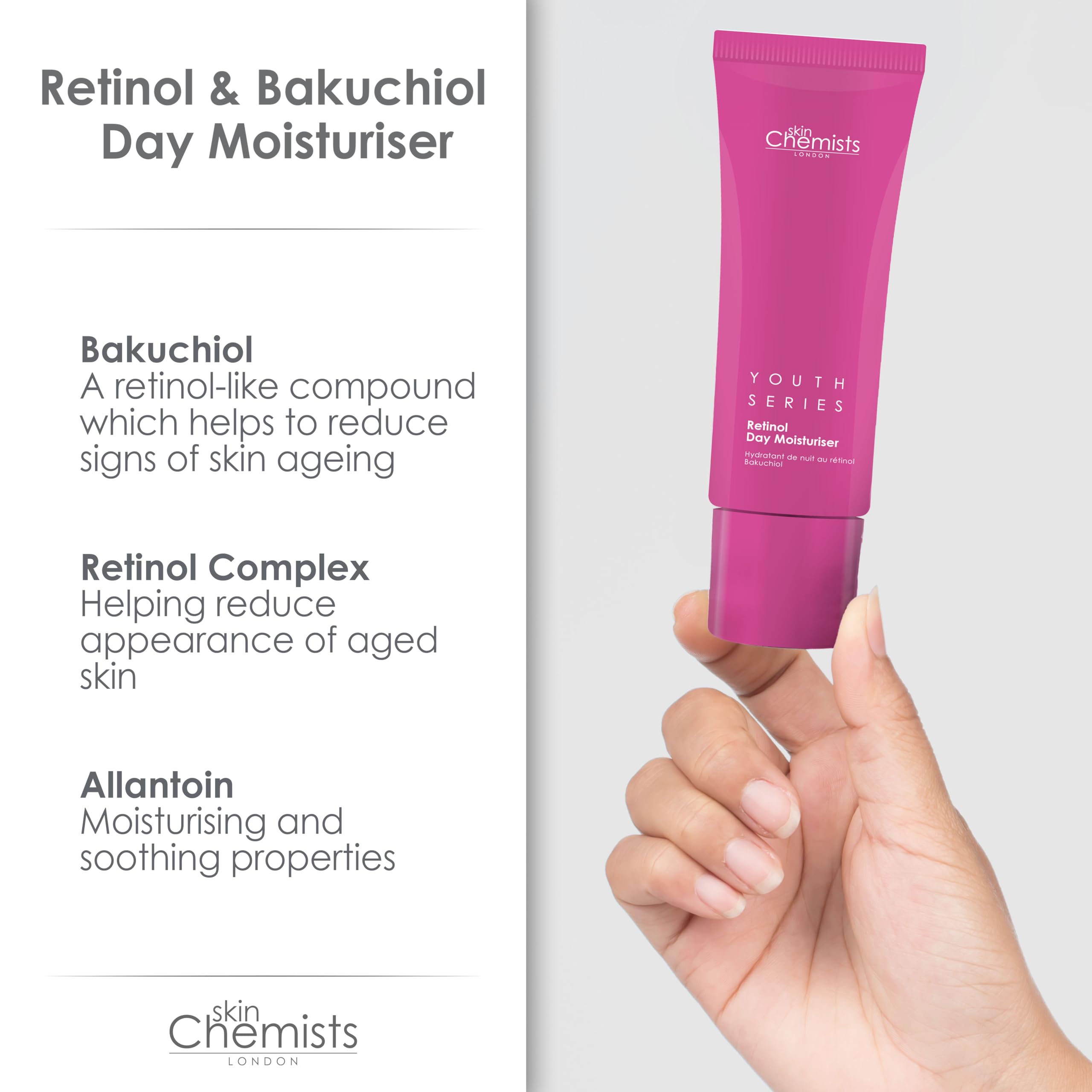 skinChemists Retinol Bakuchiol Anti Aging Day Moisturiser, White, 50 g (Pack of 1) - Image 4