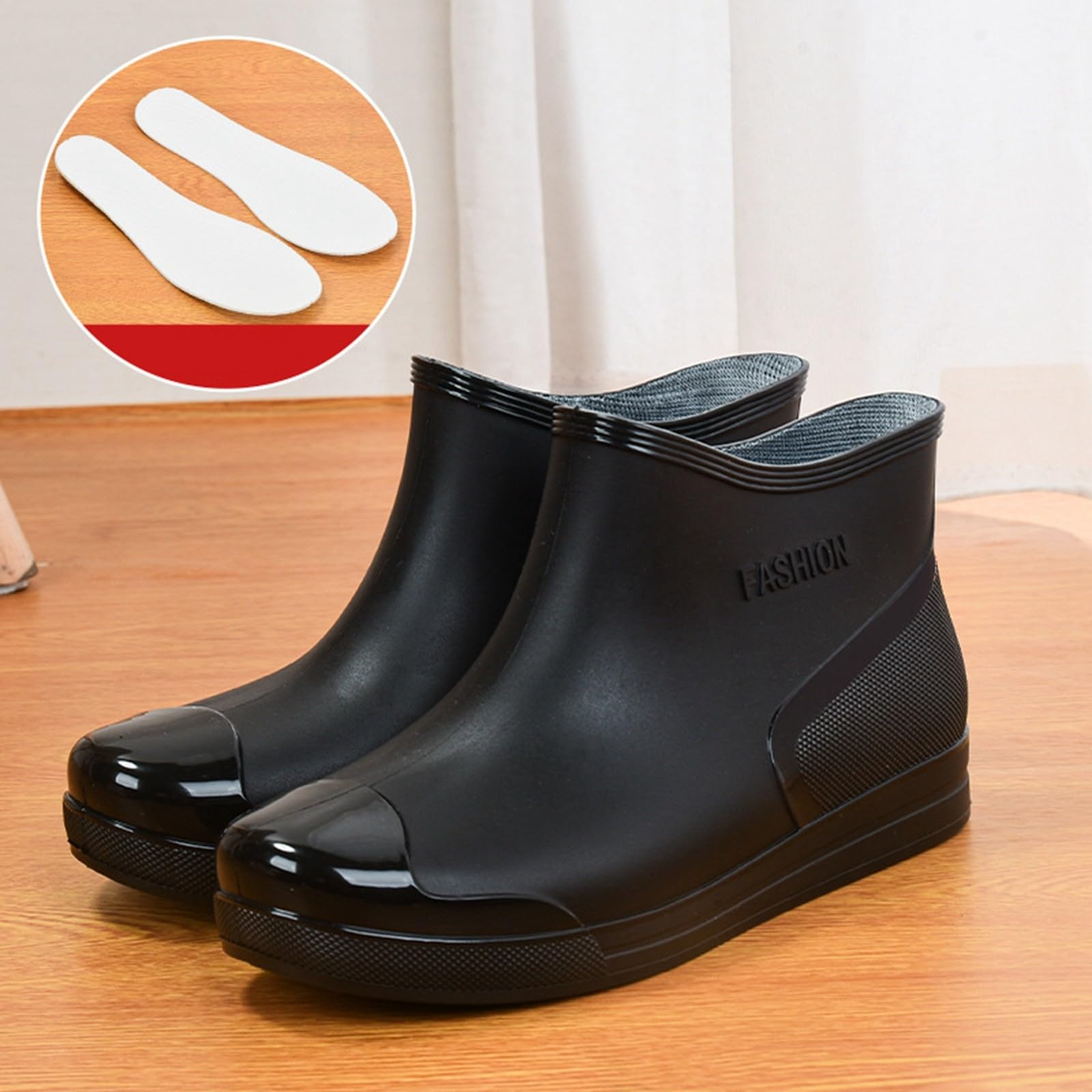Botas de Lluvia Modernas para Mujer Zapatos acuáticos de plástico con caña Antideslizante y Plantilla extraíble de algodón Forrada en Polar cálido