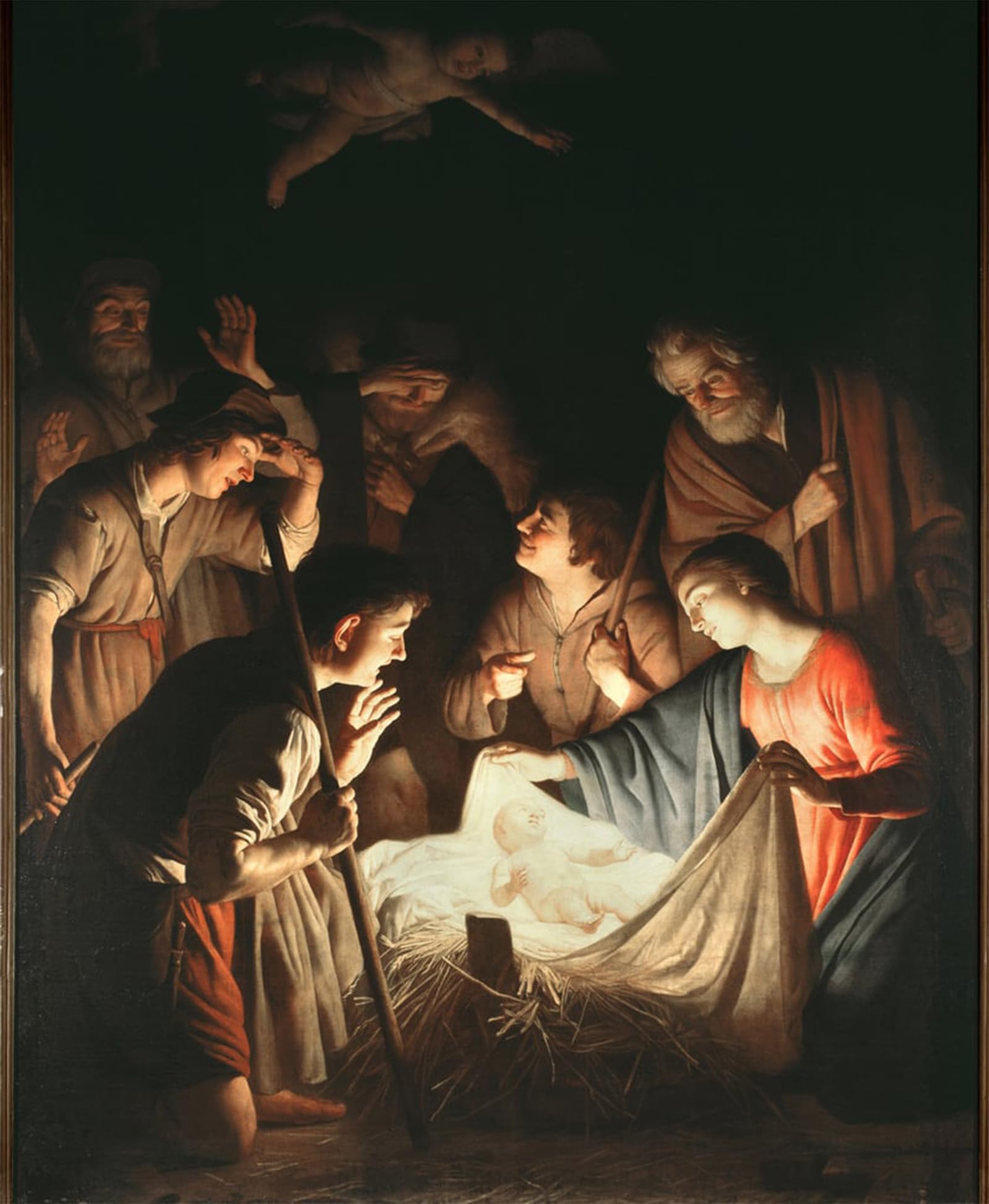 ARTXLXXBN Famous Art Print Poster Vintage Wall Art the Adoration of Shepherds Oil on Canvas by Gerrit Van Honthorst Canvas Art Poster for Home Decor 60x90cm