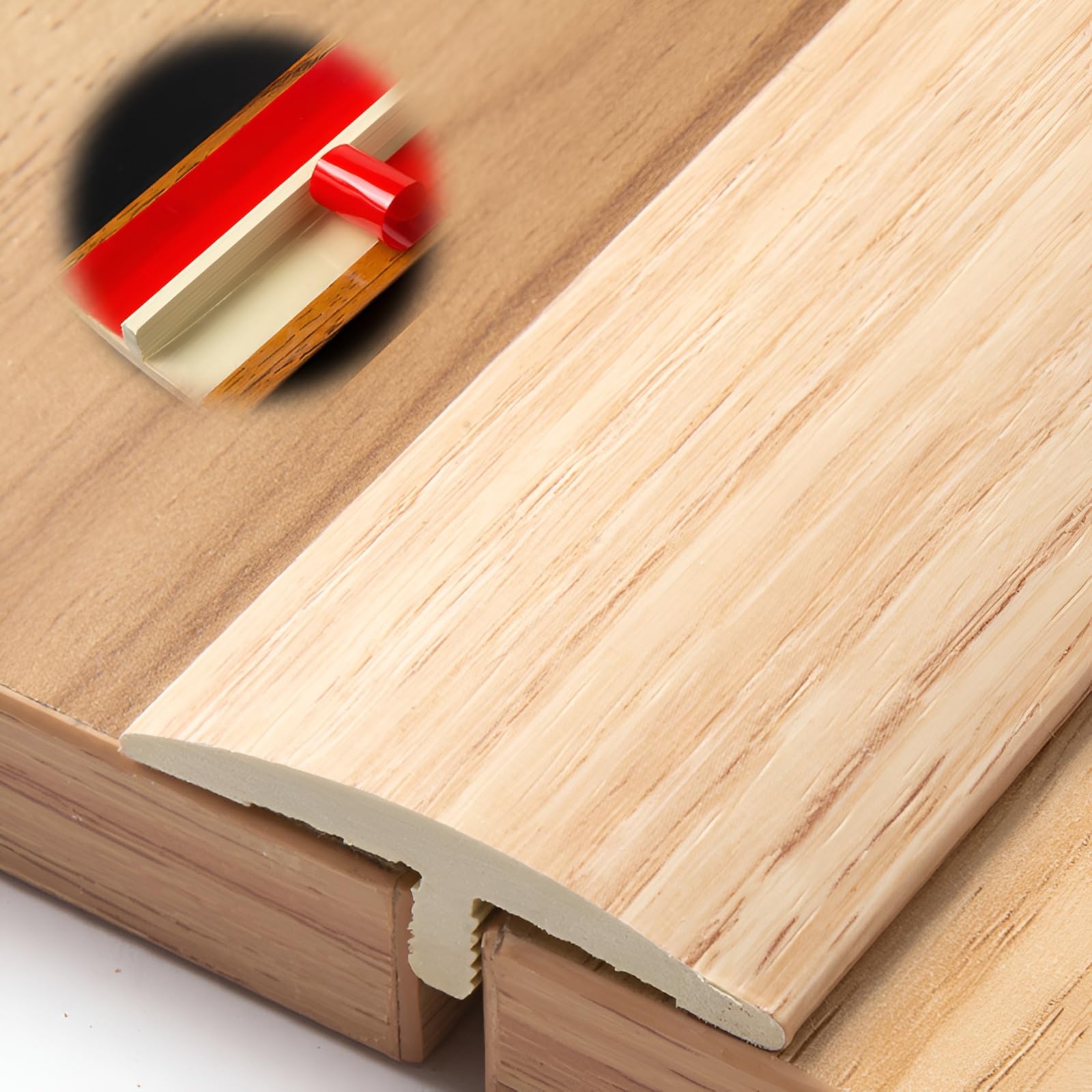 4cm/1.57in Wide, T Molding Floor Threshold Transition Strip, Laminate Floor Strip, Floor Flat Divider Strip, Water Proof, Self-Adhesive(Maple)