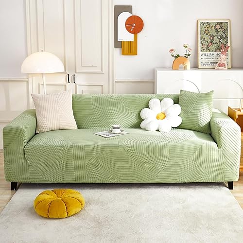 Miniatura 2 de vctops 1 funda para silla de jacquard geométrico para sala de estar, fundas elásticas de vellón sherpa con brazos, funda antideslizante suave para