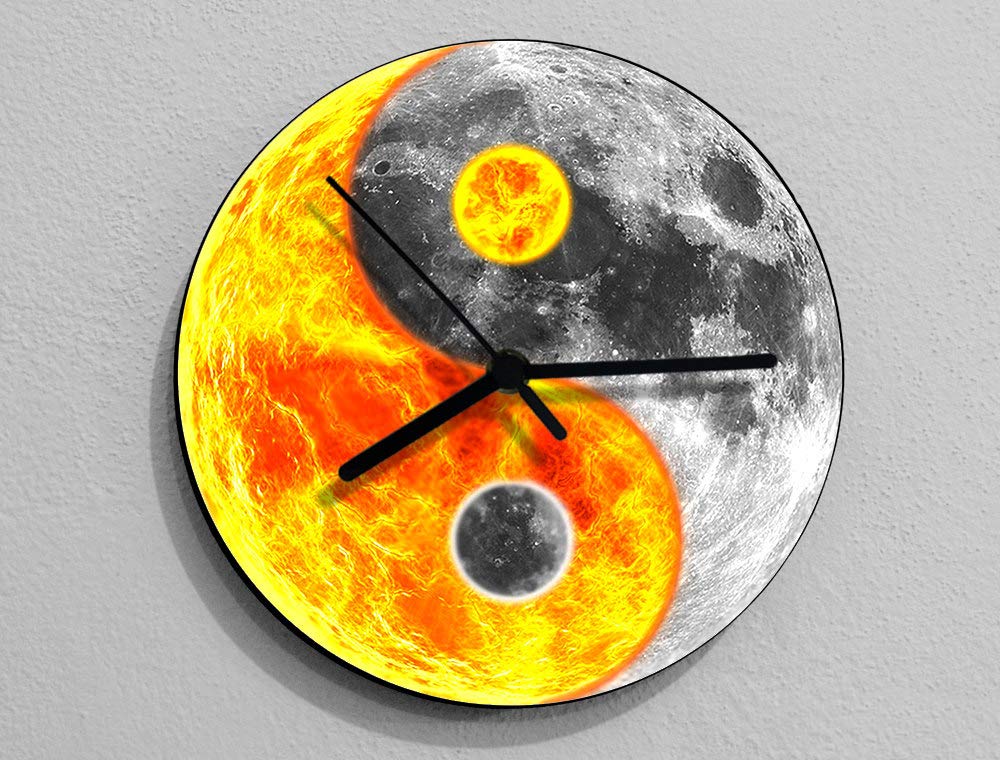 Sun and Moon Yin Yang Moon Wall Clock Amazon.co.uk Home & Kitchen