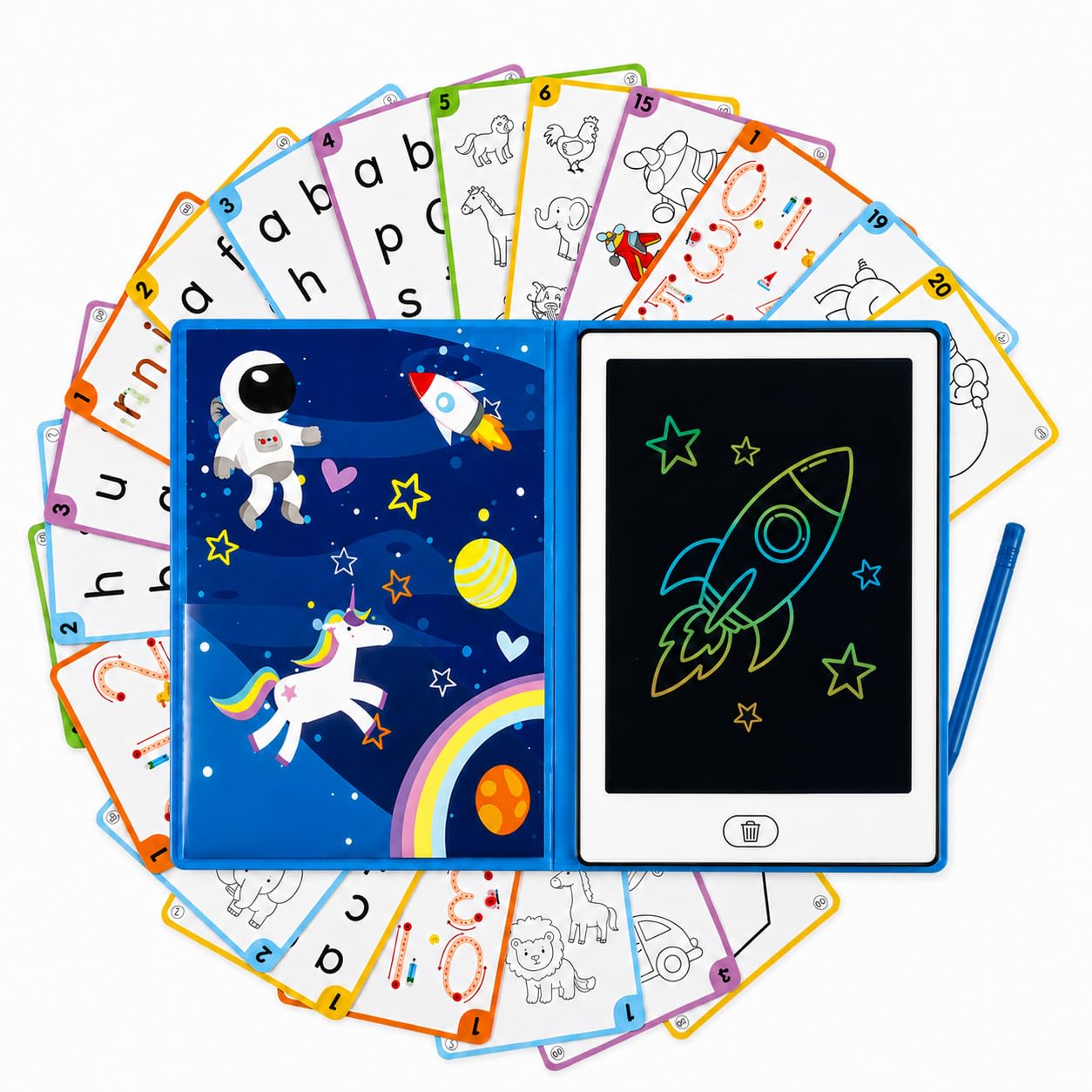 Big Minds - Maltafel Zaubertafel Buchformat | LCD Schreibtafel Kinder | Drawing Tablet Ideal | Maltablett Für Kinder 20 Wendbaren Zeichenvorlagen