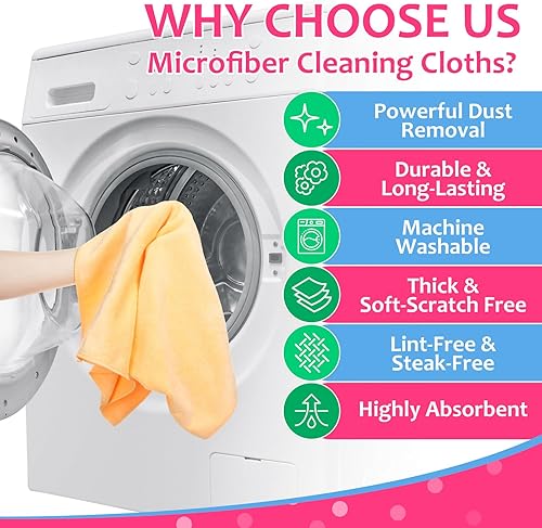 Miniatura 4 de Newwiee 3 Piezas Paños de Limpieza de Microfibra Extra Grandes 30" x 20" Lavables Reutilizables Toalla de Microfibra Sin Rayas Sin Pelusas Paño para