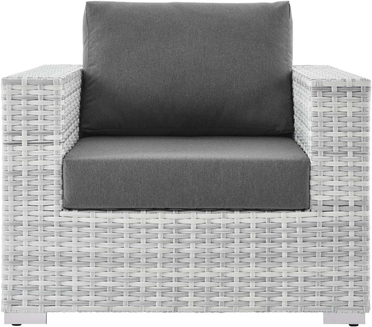 Modway Convene Wicker Rattan Outdoor Patio Armchair in Light Gray Charcoal