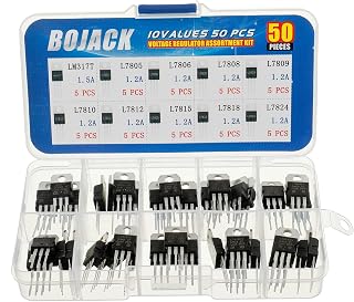 BOJACK 50pcs Voltage Regulator Kit: LM317T & L78xx Series (10 Values, TO-220) High Current Positive Regulators for Electronics Projects