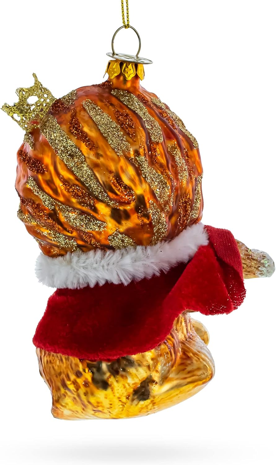 Regal Lion in Scarlet Cape Blown Glass Christmas Ornament - Image 3