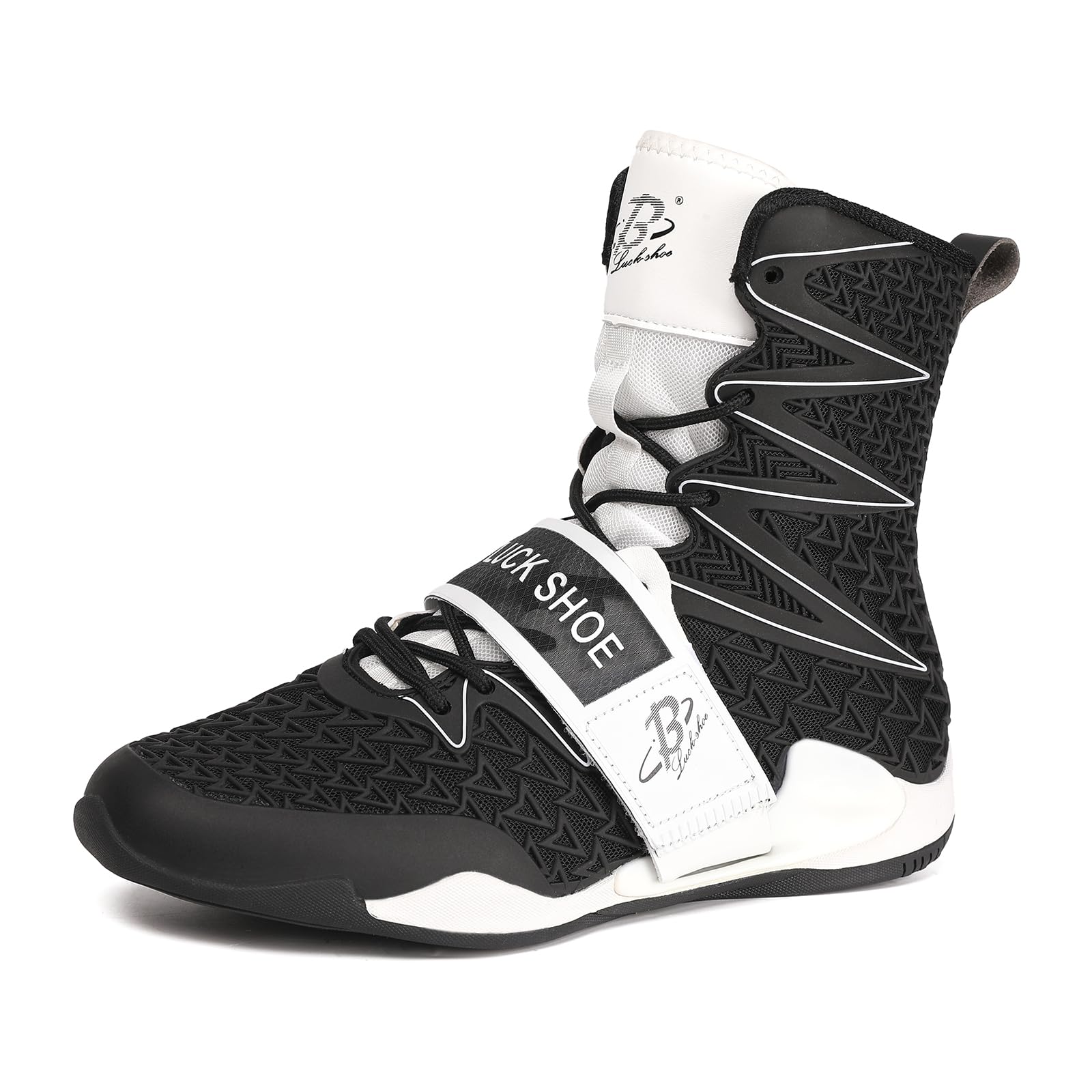 B LUCK SHOE Boxing Shoes for Men High Top Gym Shoes Fighting Sports Training Footwear LS308