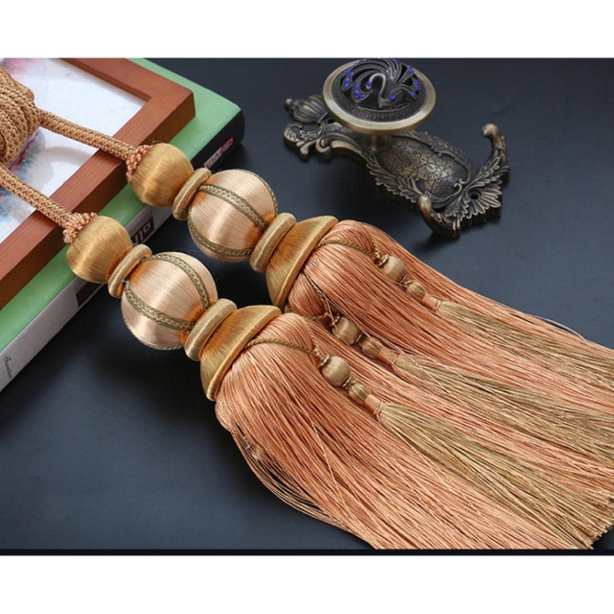 Rideau Corde Européenne Double Boule Rideau Boucle Sangle Suspendue Boule Crochet Glands Embrasse Dos Rideau Accessoires Maison Décoration-Auburn