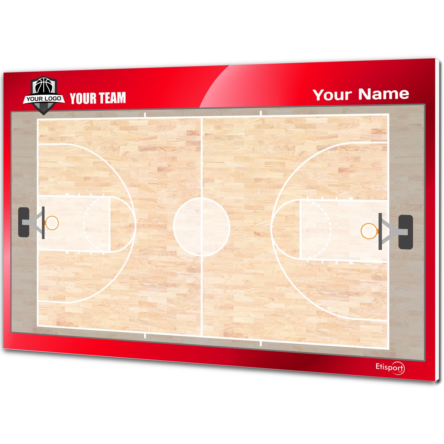 Lavagna Tattica per Basket. Personalizzata con Nome, Logo o Club. Doppia Faccia, Pennarelli Cancellabili a Secco. 30,5 x 20,5 cm
