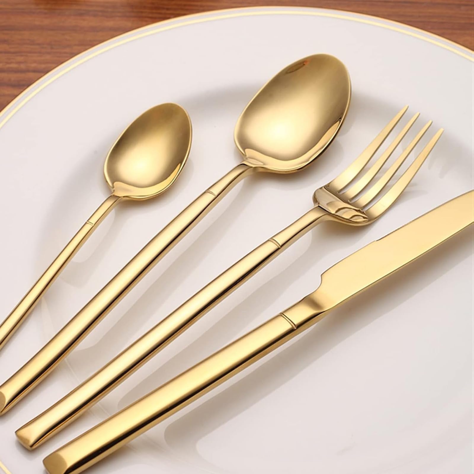 Juego de cubiertos de acero inoxidable, elegante cubertería para comedor, incluye 24 piezas, perfecto para el hogar y fiestas