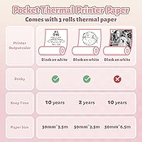 Vista 8 de ASprink T02 - Impresora de calcomanías con 3 rollos de papel, caja de regalo, impresora de calcomanías sin tinta, impresora térmica Bluetooth