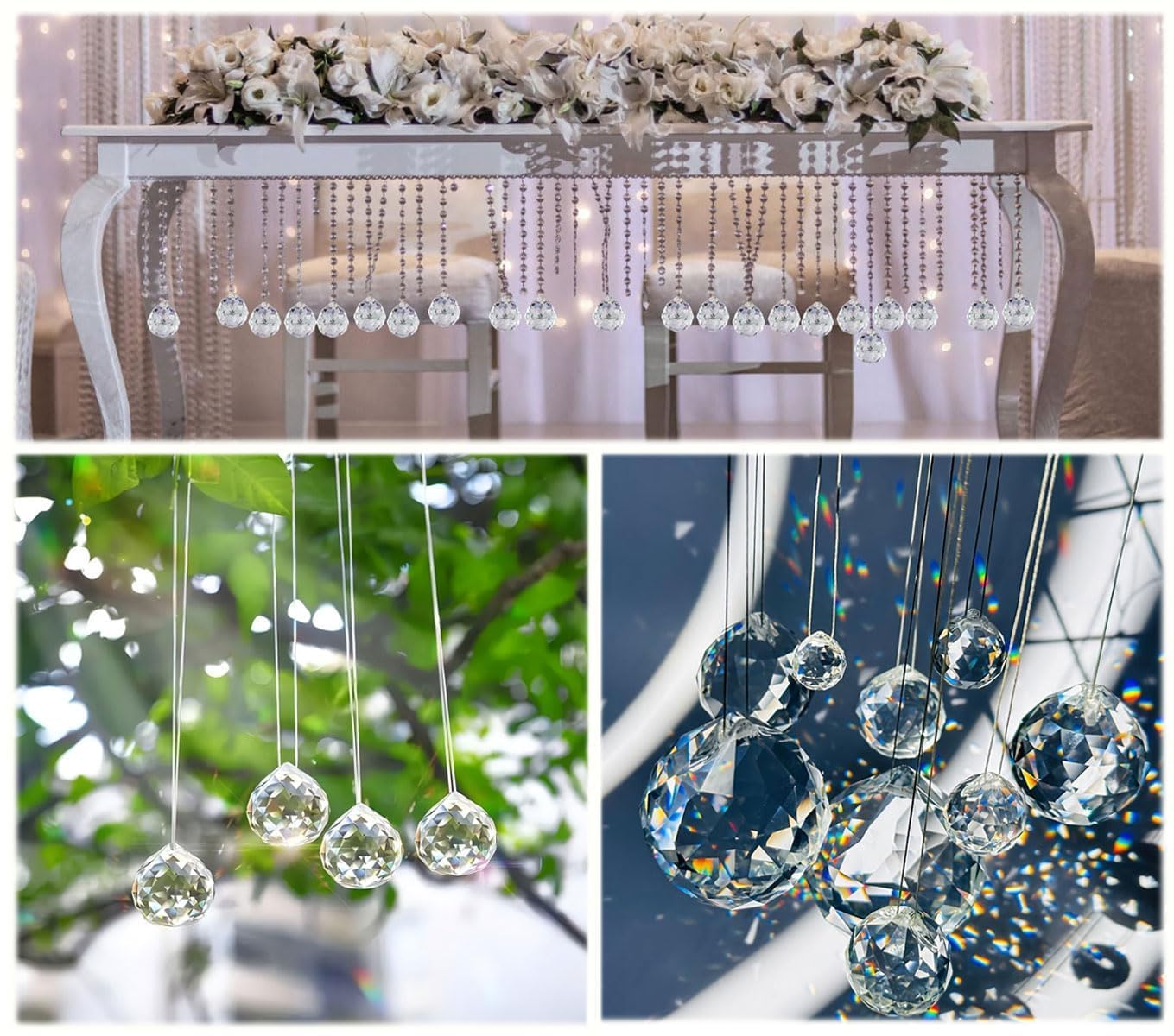 ZHYUAN Pack of 22 Crystal Pendants, 20mm Clear Glass Prism, Rainbow & Christmas Themed, Traditional Style, Hanging Ornaments - Image 4