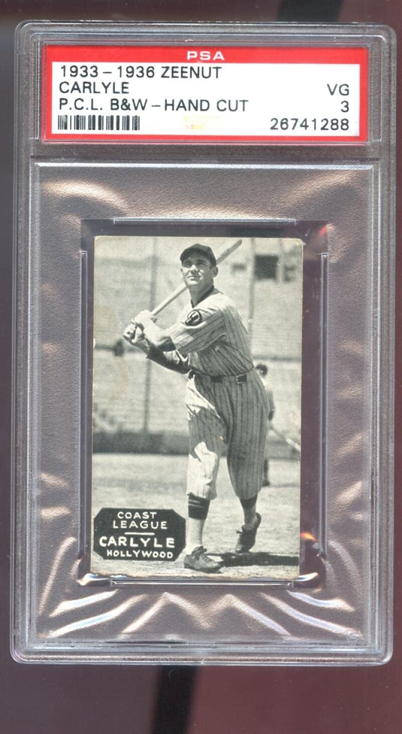 1933 1936 Zeenut Zeenuts Cleo Carlyle PSA 3 Graded Baseball Card Pacific Coast League PCL P.C.L. 1934 1935 Hollywood Stars