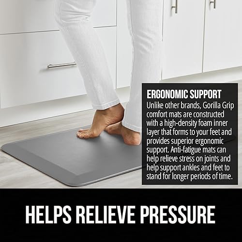 Vista 21 de Gorilla Grip - Juego de 2 tapetes antifatiga suaves para cocina, escritorio, 17 x 29 + 17 x 59, resistentes a manchas y rayones, ergonómico, suave