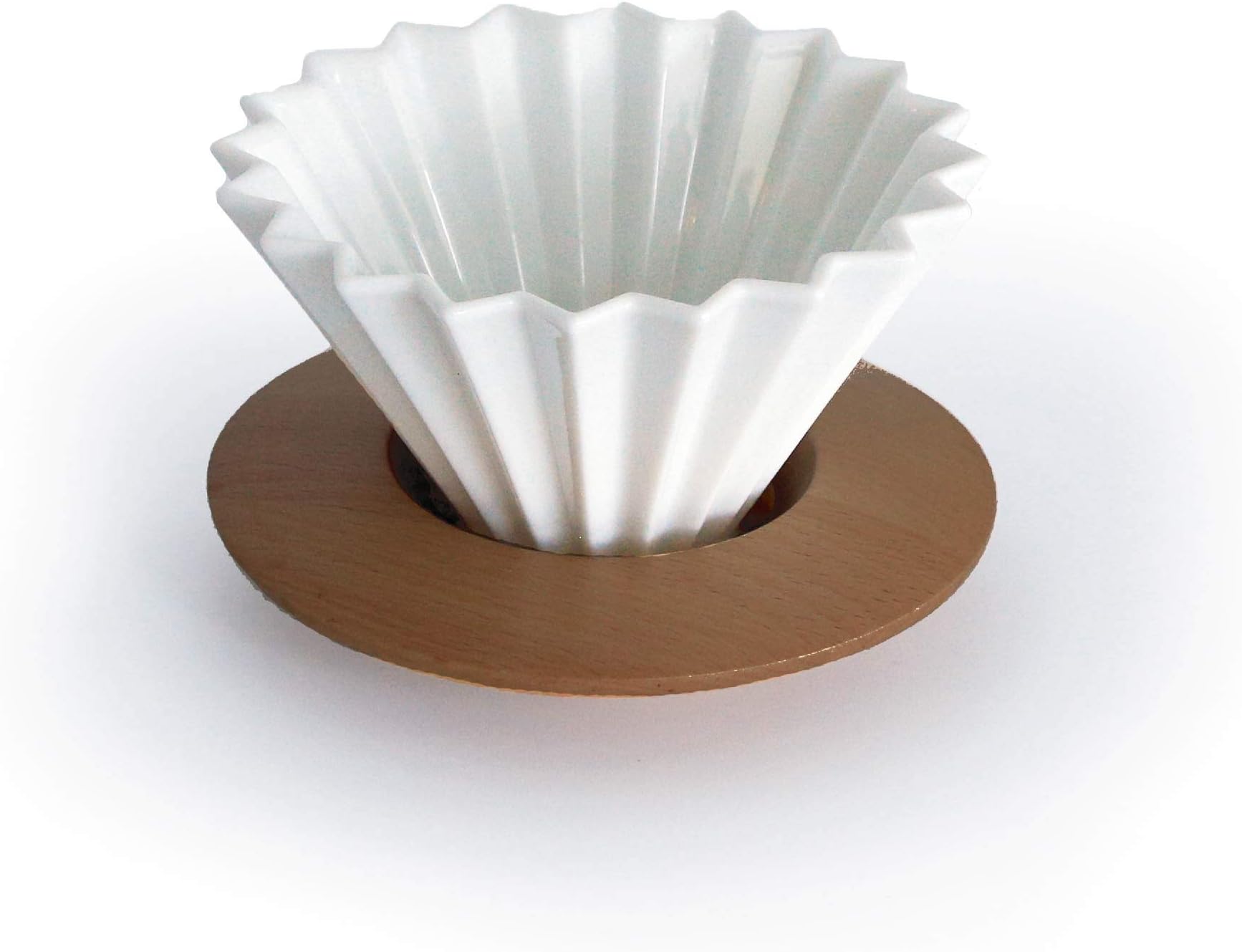 SimpleReal - TAMAGO Origami Ceramic Coffee Dripper | Elegant & Modern | Made in Japan | Pour Over for 1-2 Cups | WBrC Feature (White)