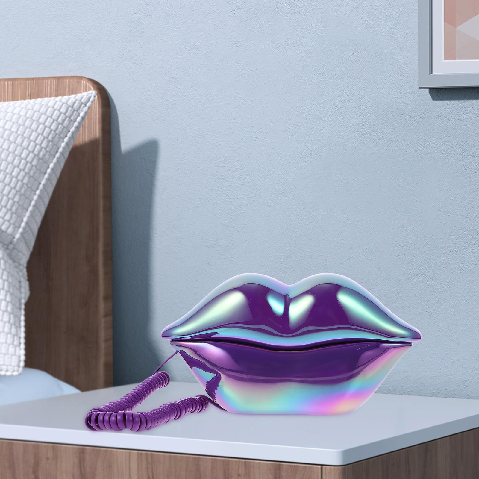 Teléfono de Labios Púrpura Cable, Decoración Hogar Compacta