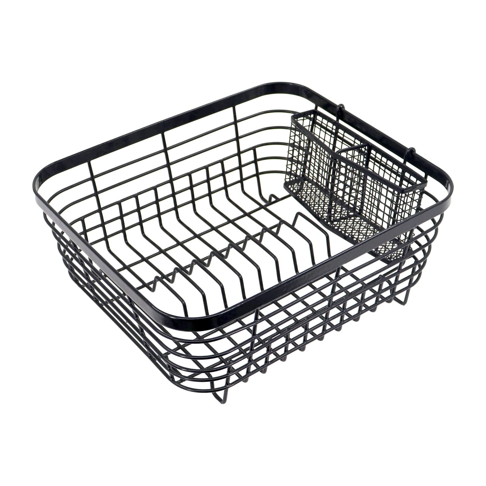 BONITA Dish Drying Rack With Utensils Holder Multi-functional Metal Rustproof Countertop Large Kitchen Utensils Dish racks Dish Stand (Black) (WITHOUT DRAIN BASKET)