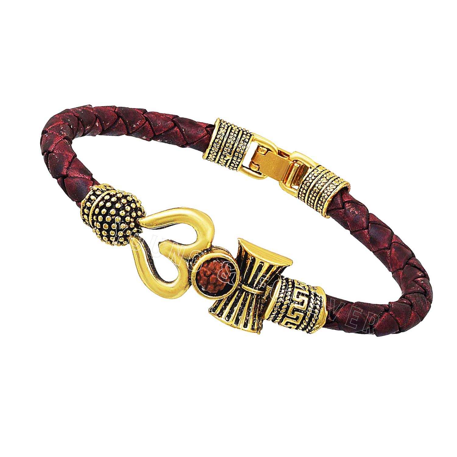 EE Exegi Enterprise Men and Boys Trishul Damru OM Rudraksha Beads Silver Plated Mahakal Shiva Genuine Leather Bracelet (B08YJ6B3G2) Amazon Price History, Amazon Price Tracker